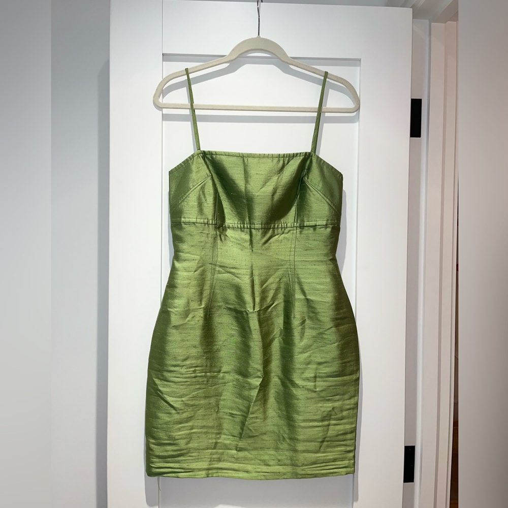 Silk Mini Dress in Green